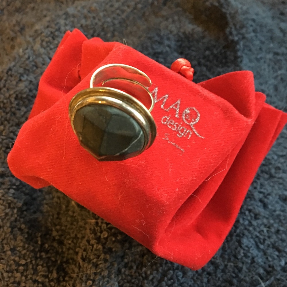 Sterling silver gray stone ring